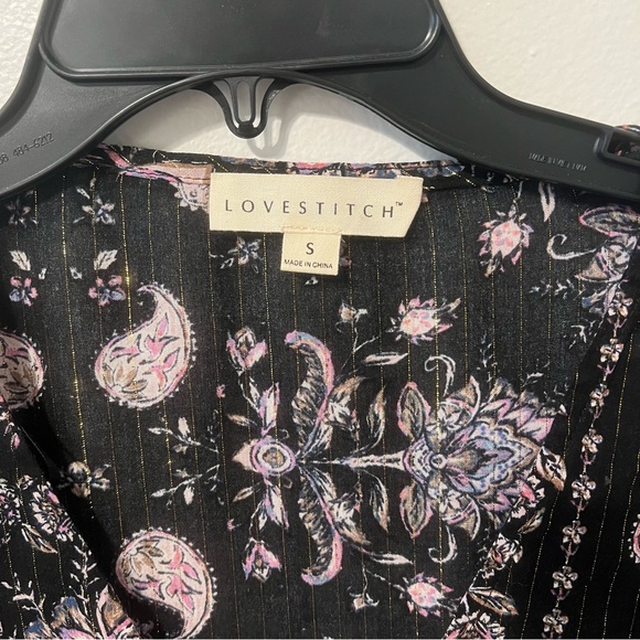 ⭐️ Love Stitch Black and Pink Tie Front Blouse - Picture 4 of 5